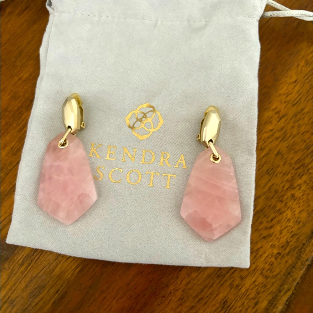 Kendra Scott Clip on Rose Quartz earrings